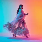 Beautiful Indian Woman in a Floating Coral Reef Saree | ai new prompt free