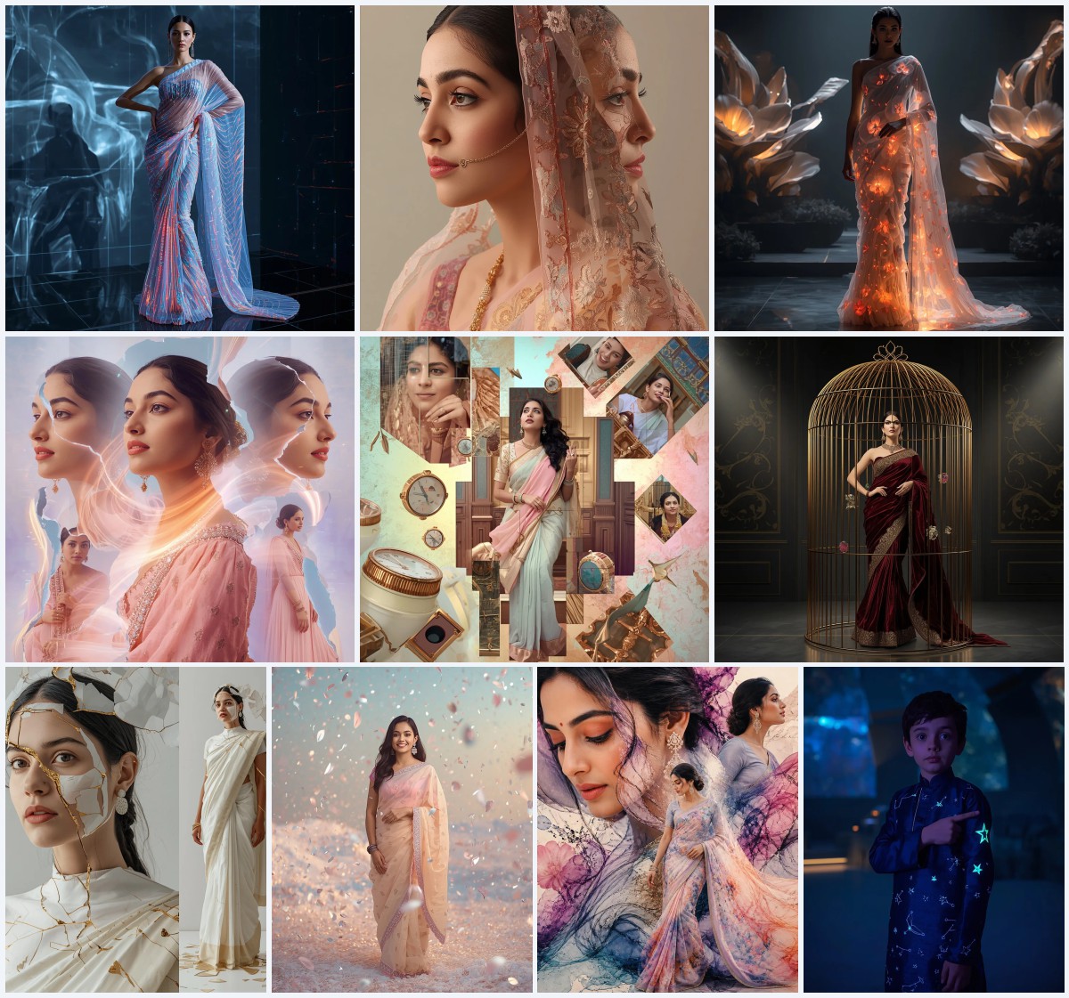 Best 10 Exotic Saree AI Prompts for Colorful Wildlife Photography | chatgpt photo editing prompts trending instagram for girl