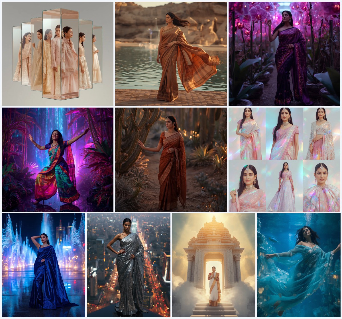 Best 10 Prompt for Gemini AI Girl Modern Saree Instagram | Instagram trending saree prompt