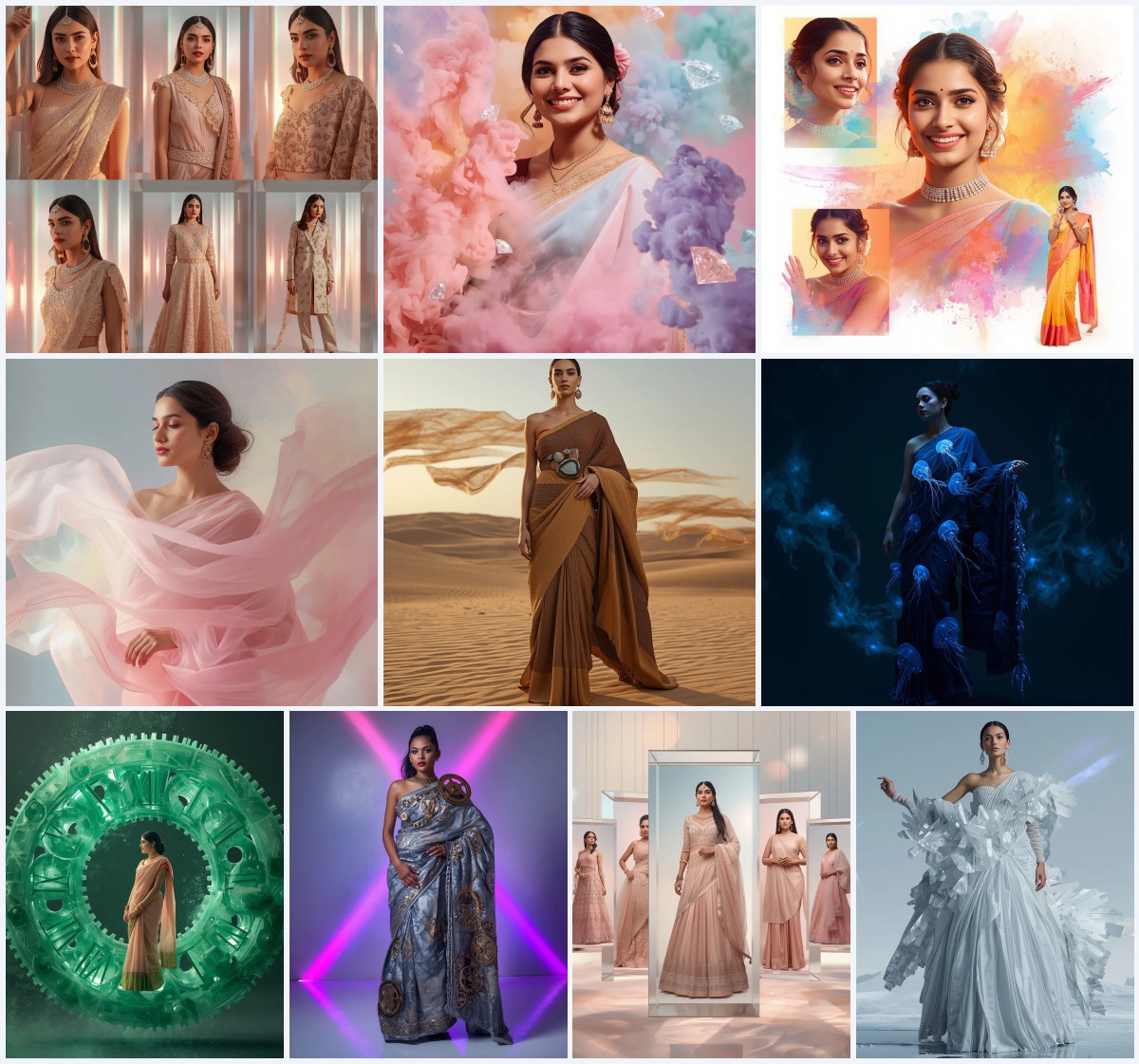 New 10 AI Prompts for Sophisticated Saree Looks in Fine Dining Settings | gemini girl photo prompt indian style instagram