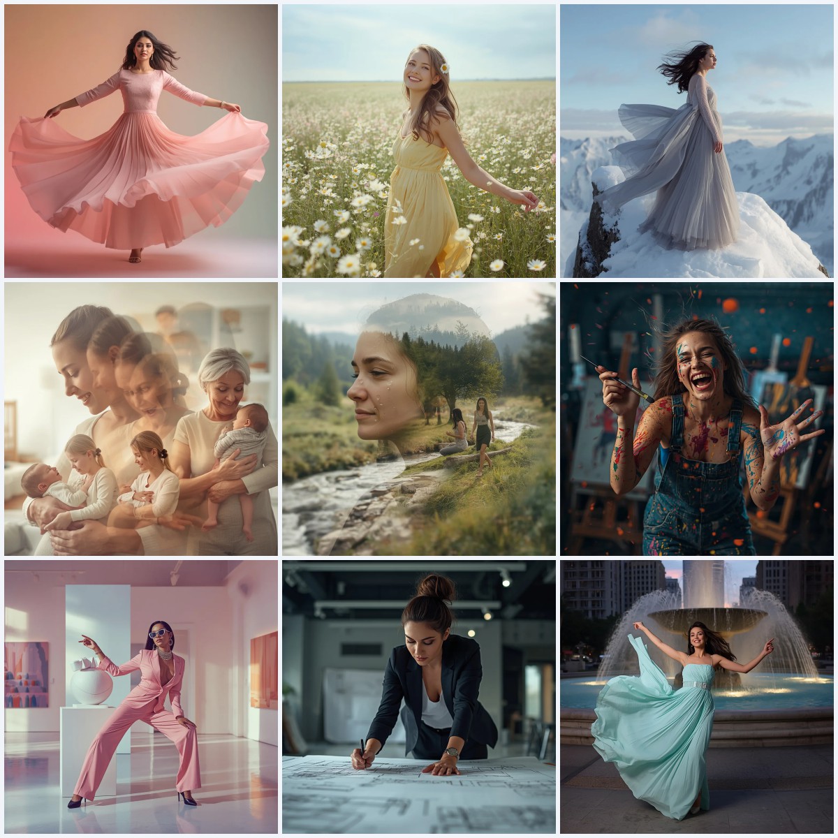 New 10 AI Prompts for Women’s Professional Musician Portraits with Instruments on Stage | Modern design ai prompt