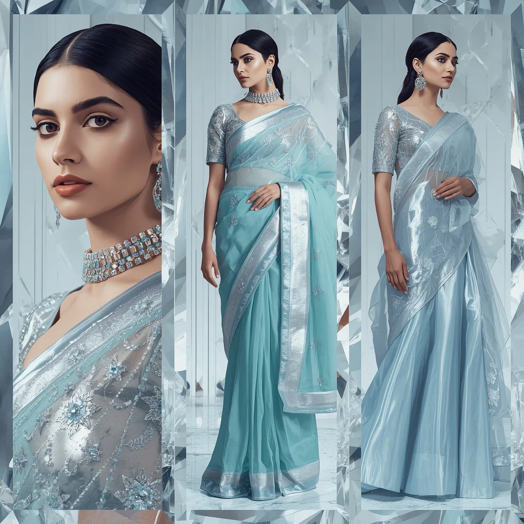 A Glacial Crystal Facet Collage Showcasing Pristine Indian Festive Details — AI image prompt
