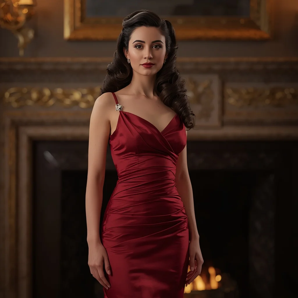 Beautiful Girl in a Vintage Hollywood Style Gown — AI image prompt