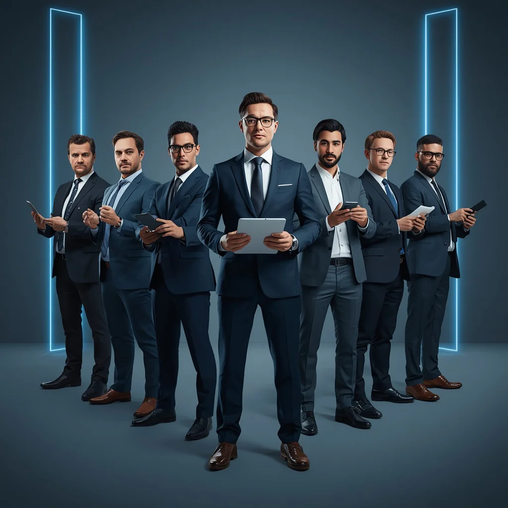 Male Editorial: The Tech Visionary's Multitude of Roles — AI image prompt