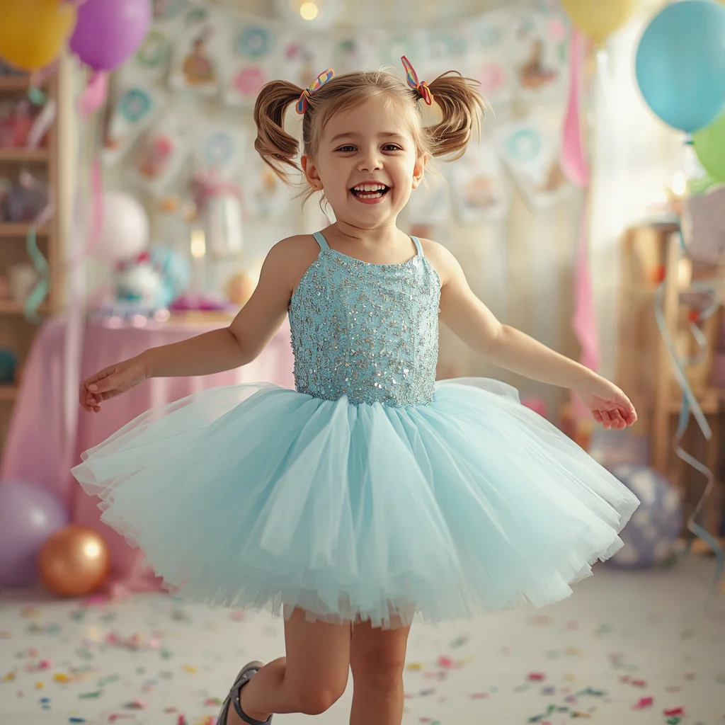 Playful Party Princess in a Tulle Mini Dress — AI image prompt