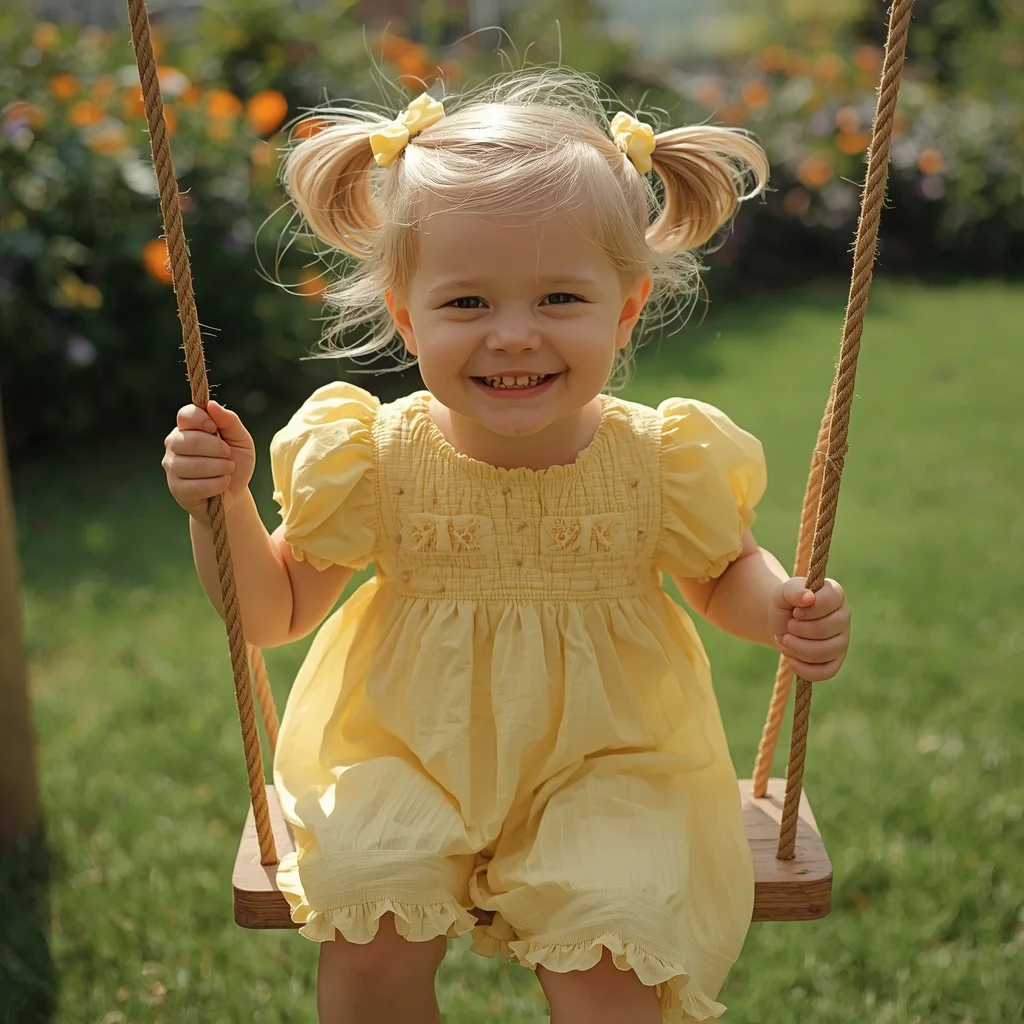 Sweet Summer Bloom: A Cute Girl in a Smocked Dress — AI image prompt